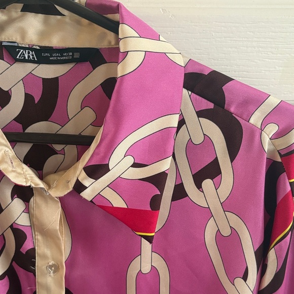 Zara Chain Print Blouse Size Large - Picture 5 of 9